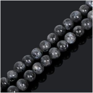 Turquoise 8Mm nouveauté 4/6/8/10Mm 38Cm/brin pierre de lune perle pierre gemme lune noire ronde perles en vrac pour la fabrication de bijoux goutte Dhefa