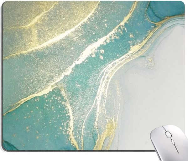 Tapis de souris en marbre turquoise et or Rectangle Designs personnalisés Tapis de souris en caoutchouc antidérapant imperméable Accessoires de bureau Décor de bureau