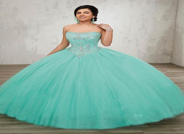 Robe de bal turquoise sans bretelles princesse Tulle robes de Quinceanera robes 2019 robes de 15 ans débutante Sweety robes de soirée de bal 6848818