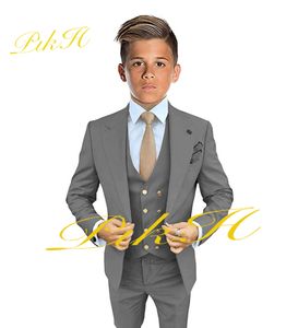 Turquoise Boy Suit Wedding Tuxedo Trois pièces (veste + pantalon + gilet) Enfant personnalisé 3-16 ans Blazer pour les enfants