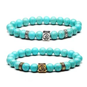 8mm handgemaakte natuurlijke turquoise edelsteen kralen yoga strengen armband oude zilveren gouden doos natuursteen armbanden voor vrouwen mode-sieraden groothandel