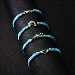 Turquoise Infinity Heart Charm Bracelet Weave Pull verstelbare armbanden voor vrouwen Girls Fashion Jewelry Gift Will en Sandy