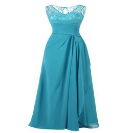 Turquoise longue robes de soirée bon marché 2018 en dentelle top plissée formelle robe de bal robes de fête plus taille