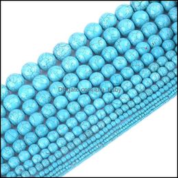 Turquoise perles en vrac bijoux pierre ronde synthétique 16 "par brin 6 8 10 12 mm taille de choix pour Dyi faisant la livraison directe 2021 Pixnr