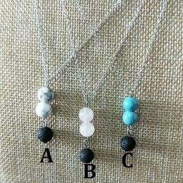 Turquoise zwarte lava stenen ketting vulkanische rock kralen diy aromatherapie essentiële olie diffuser kettingen vrouwen sieraden