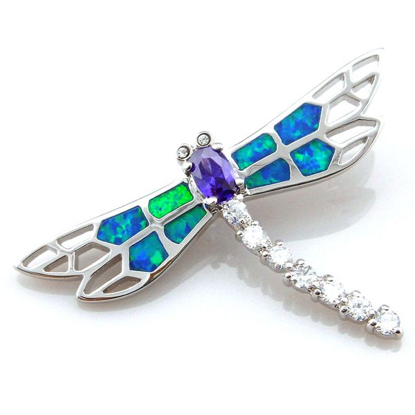 Pendentif opale mexicaine, pendentif libellule, estampillé 925, offre spéciale