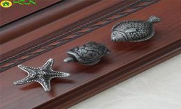 Turtle Fish Starfisf Knob Dressher Drawer Dirker S Handle Spreat Cuisit Cabinet Porte de porte Antique Argent Black Pewter Animal9403442