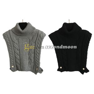 Turtle Neck Knits Vest Dames Sexy Mouwloze Knitwear Designer Winter Winddicht Gebreide Truien