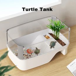 Tirtle Tart Turtle House avec des zones pour élever des aliments nage de natte en salle de natation intérieure Turtle Turtles Turtles Cage Reptile Habitat 240511