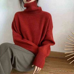 Turtleneck Cashmere Sweater Vrouwen Koreaanse Stijl Oversized gebreide truien Herfst Winter Casual Losse Solid Jumpers Sweater 2021 Y1110