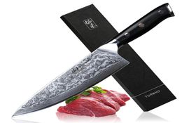 Turwo Professional Chef Couteau 8 pouces gyutou japonais Damas Damas Steel High Quality Kitchen Knives Blade très pointu Cuisine Couteaux 5905353