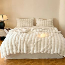 Tuscan faux lapin de lapin couvertures chaudes hivernales pour les lits épaississeurs en peluche couverture soft confortable couverture de canapé chaud 240328