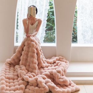 Toscane konijn haar korte pluche vrijetijdsbekleding luxe luxe luxe deken zachte warme deken bontdeken