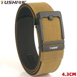 TUSHI 4.3 cm ceinture de pistolet dur pour hommes et femmes en alliage boucle automatique ceinture extérieure tactique 1100D Nylon militaire IPSC ceinture mâle 240311