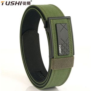 Tushi Military Gun Belt for Men Nylon Metal Automatic Backle Duty Duty Tactical Outdoor Girdle Accessoires 240511
