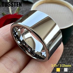 TUSSTEN – grande bague de mariage brillante pour hommes, 1012MM de Large, en tungstène, extrémités plates et polies pour un ajustement confortable, 240112