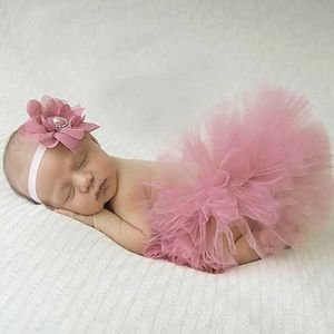 Robe tutu antique rose joli bébé tutu et fleur bandeau de bande nouveau-né la photographie infantile fille tutus anniversaire tutu ts046 d240507