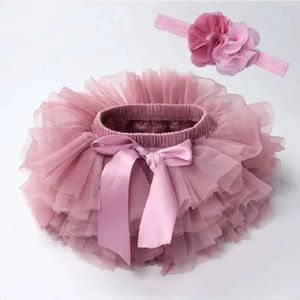 Tutu Dress Baby Girls Pasgeboren Tutu Rok Outfit voor kinderen 2 stks Korte rokken+Hoofdbandset Kostuum Toddler Girl Kleding Kind Birthday Tutus D240507