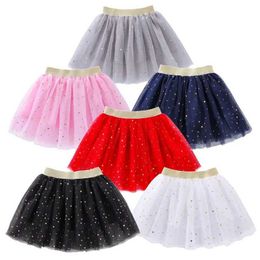 TUTU DOBLE JOURNES ENFANTS POUR GIRLES SUMME Coton en dentelle bébé mini jupes Tutu Stars Glitter Dance Sequin Birthday Party Jupe pour les enfants D240507