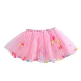 Tutu Dress Dance Balls Kid Girls Tutu Rok Pompon Soft Mesh Lace Children Skirts Ins Style Baby Tutu Pettiskirt Wild Bottoming Princess D240507