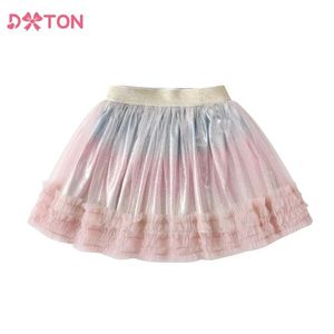 Tutu-jurk Dxton Baby Girl Gradient Tutu Rok Ruches Princess Girls Rok Mermaid Tule Verjaardagsfeestjes Kinderen Dance Rok 3-8Y D240507