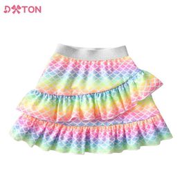 Robe tutu dxton filles robe de bal jupe enfants vêtements d'été automne printemps coloré sirène imprimement éboublard