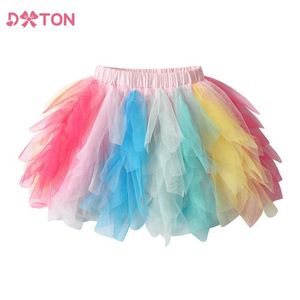 Tutu Dress Dxton Girls Mini Skirts onregelmatige gelaagde cake meisjes rok kleurrijke tule tutu rokken bruiloft verjaardagsfeestje kinderen kostuums d240507
