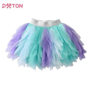 Tutu-jurk Dxton Toddlers Girls Kleding Nieuwe tutu rok voor meisjes Kleur Matching onregelmatige mesh Girls rok Performance Princess Rok 3-12Y D240507