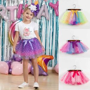 Dutu Dress Girls Tutu Jupe duveteuse Baby Girl Jirts Princess Mini Pettishirt Party Dance Rainbow Tulle Jirts Birthday Children Clothing D240507
