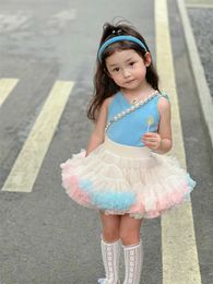 Tutu Venta caliente Venta caliente Girls Childrens Clothing Tutu Half Skirt Full Mesh Hyarn Wide Wist Ballet Lindo Princesa Puffy Ball Vestida Colores D240507