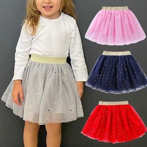 Tutu Dress Kids miniekend meisjes prinses sterren tutu baby verjaardagsfeestje meisje rok 2-10 jaar kind faldas elastische kleding roze rok d240507