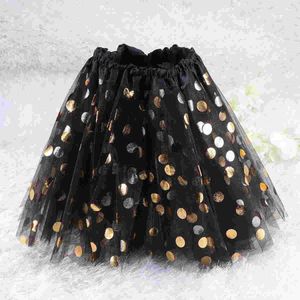 Robe tutu en couches jupe tutu filles en pointillés paillettes de danse ballet en tulle jupe pour le banquet de fête (noir) d240507