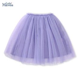 Tutu Dress Little Maven 2024 Baby Girls New Falda Solid Purple Pretty Children Cloth Tutu Falda para niños infantiles para niños D240507