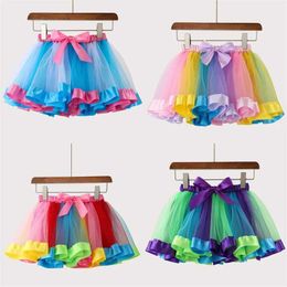 Tutu Dress Mini Pettiskirt Party Dance 2024 Tutu Skirt Baby Girl Skirts Princess Rainbow Tulle Skirts Ropa para niñas Ropa para niños D240507