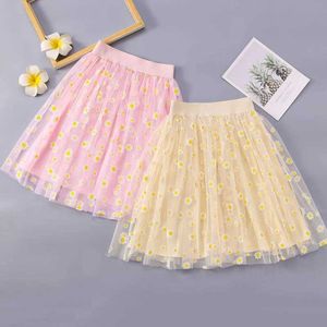 Tutu Dress Summer Girls Flower Floral Tutu Skirts For Kids Childrens kleding Mesh geplooide Princess Tule Bust Rok 4 6 8 10 11 12 jaar D240507