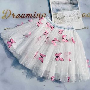 tutu jurk zomer nieuwe meisjes mesh rok pastorale driedimensionale vlinder nieuwe schattige peuter girl party tutu rokken Koreaanse tule rok D240507