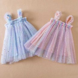 Robe Tutu Toddler Baby Girls Dress Rainbow Sequins Tulle Tutu Vestidos Birthday Party Princess Robes Infant Summer Sweet Tenues 1-5 ans D240507