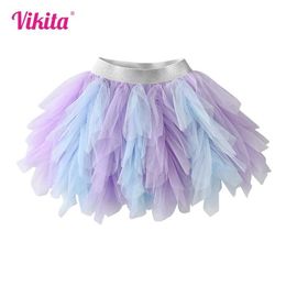 Tutu Dress Vikita Girls Faldas irregulares para niños Mesh Tulle Tulu Tutu Princess Mini Falda Partido de cumpleaños Fashion