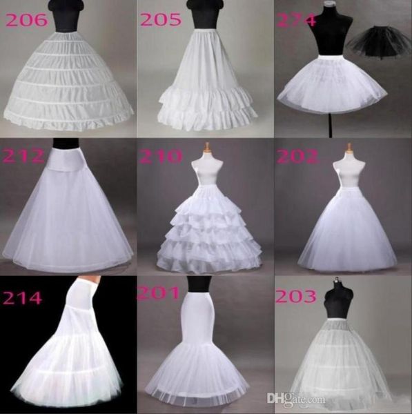 Enaguas de tutú 10 estilos Blanco Una línea Vestido de fiesta Vestidos de fiesta de boda de sirena Enaguas Enaguas con aro Sin aro Cr2876358