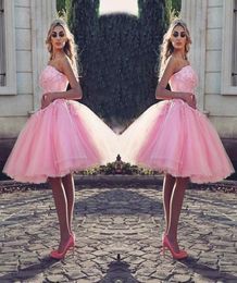 Robe de bal rose tutu rose élégant en dentelle perle appliques jolie cocktail robe gonflée tulle court beau 9220113