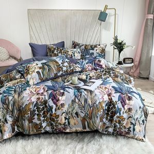 TUTUBIRD-Ropa de cama de algodón egipcio europeo de lujo Ropa de cama de satén suave floral pastoral funda nórdica fundas de almohada colcha 4pcs / set T200706