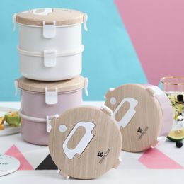 TUUTH Stainless Steel Lunch Box Wooden Feeling Multi-Layer Bento Box BPA Free Portable Container Box Workers Student Y200429