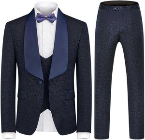 Tuxedo Clothing Mens Pak Slim Fitting 3-delige Tailcoat Set geschikt voor Ball Wedding Party Paisley Jacket Vestbroek Alumni kostuum 3 uvgo