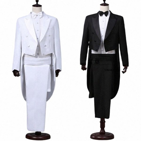 Esmoquin Dr Trajes Hombres Bordado Brillante Solapa Cola Abrigo Esmoquin Boda Novio Tailcoats Fiesta Escenario Cantante Trajes Dr Coat Tails P6HO #