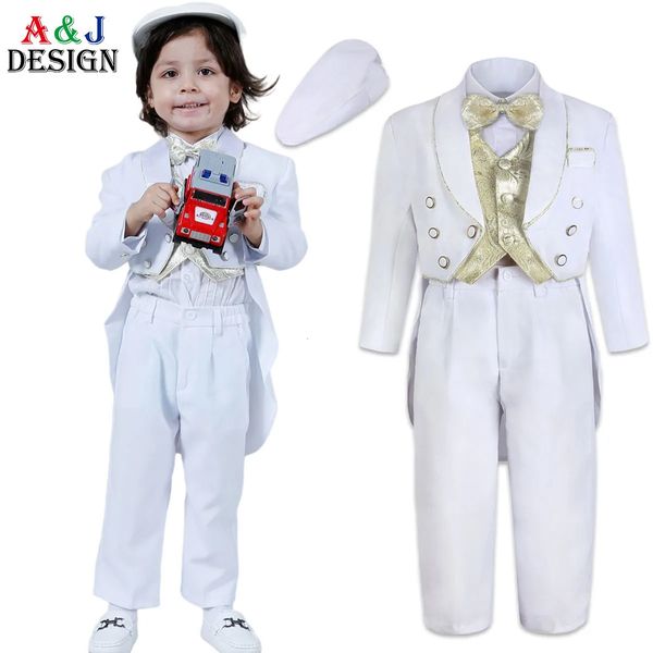 Tuxedo pour garçons tenue de baptême bébé classique costume de baptême infantile mariage enfant en bas âge fête formelle enfants église Jacquard queue 6 pièces 240119