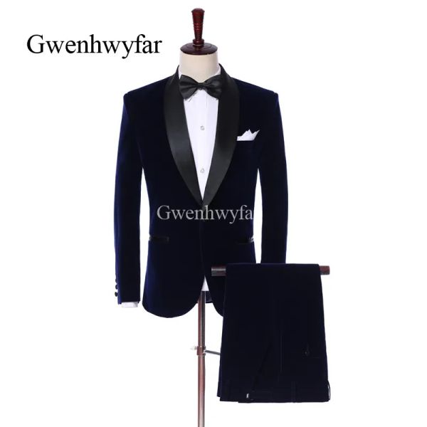 Tuxedos 2018 Hot New Sale Velvet Man trajes para ropa de hombre 2 PSC Peak -Peaked Traje de boda Estilo clásico Pantstuxedos para fiestas para fiestas