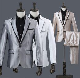 Bruiloft Tuxedos Groothandel detailhandel Mannen Pak Sets Jurk Merk Party show glanzende kleding