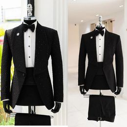 Tuxedos nouveauté costumes masculins coupe ajustée 2 pièces châle revers élégant classique hommes costumes de mariage marié (Blazer + pantalon) Costume Homme