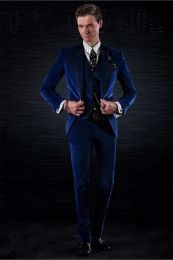 Tuxedos NOUVEAU plus récent revers de pointe Velveteen Groomsmen d'un bouton de marié Tuxedos 3 Pieds Men Suit Wedding / Prom Best Man Blazer (Veste + Pantalon + Vest +