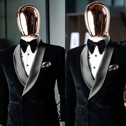 Tuxedos tuxedo boda trajes de franela de franela para hombres solapa de chal de chal personalización de doble pecho 1 pie